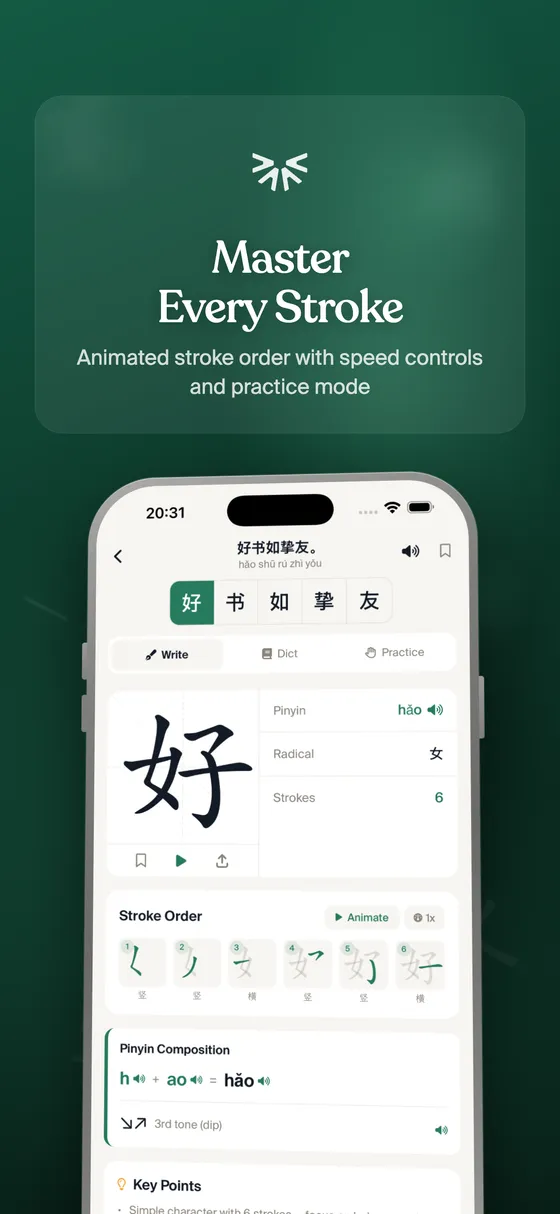 Character writing practice